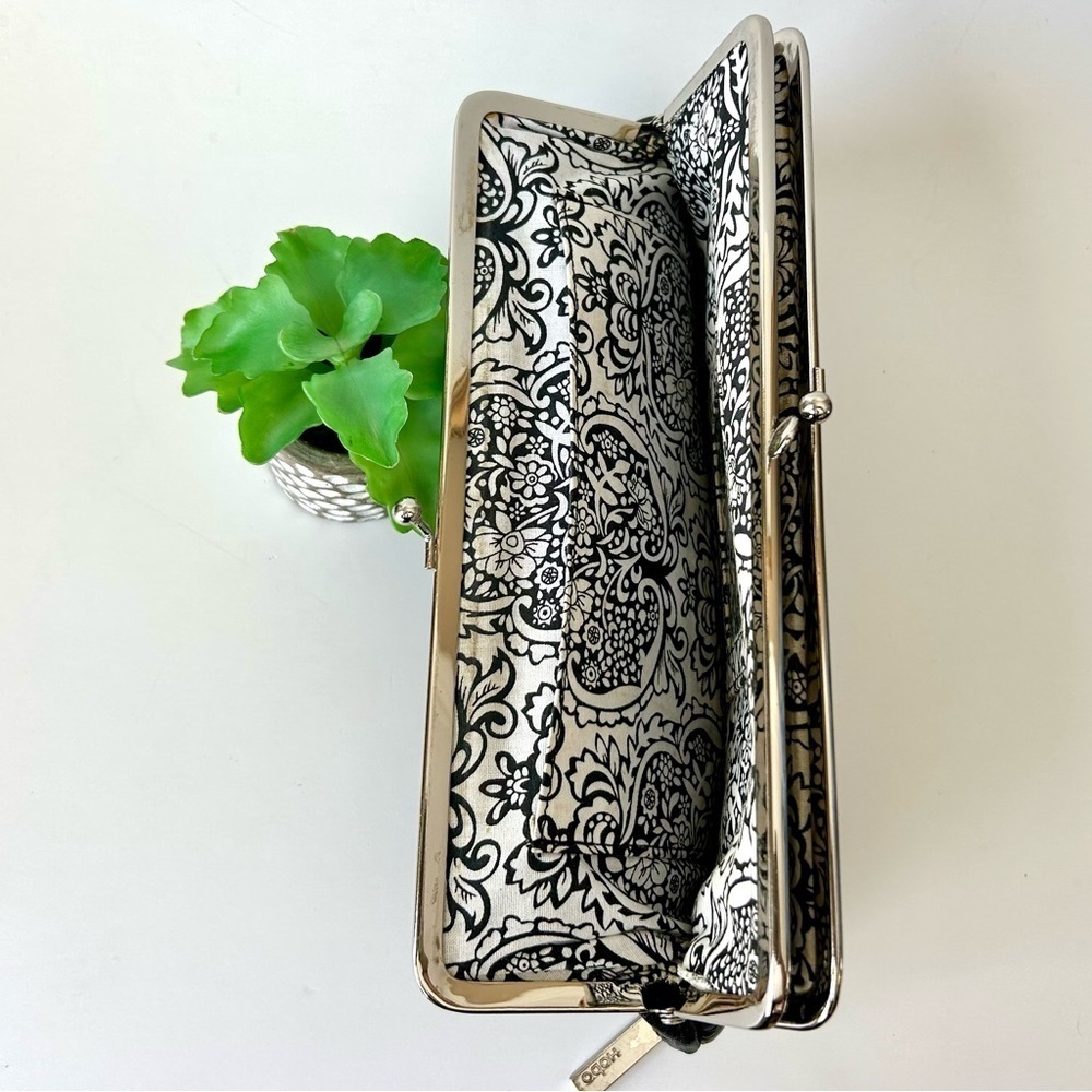 HOBO International Mavis Millie Metal Frame Zipper Bottom Leather Clutch Black - Picture 4 of 6